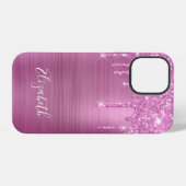 Coque iPhone 12 Pro Étui Monogramme Pink Glitter Drips Case-Mate pour (Verso Horizontal)