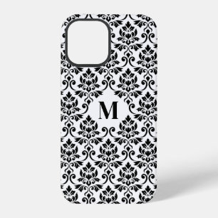 Coque iPhone 12 Pro Feuille Damask Motif noir (personnalisé)