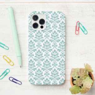 Coque iPhone 12 Pro Feuille Damask Motif Turquoise
