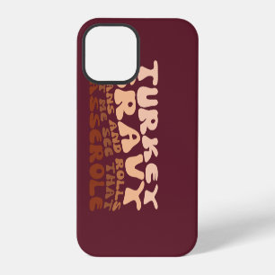 Coque iPhone 12 Pro Fèves Gravées Et Rouleaux Retro Thanksgiving Turke