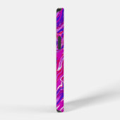 Coque iPhone 12 Pro Fils de marbre rose et violet (Côté droit)