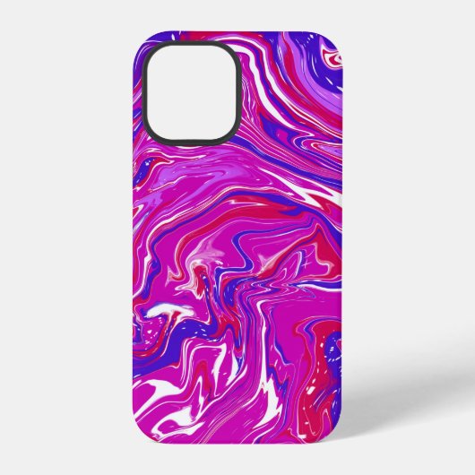 Coque iPhone 12 Pro Fils de marbre rose et violet (Verso)