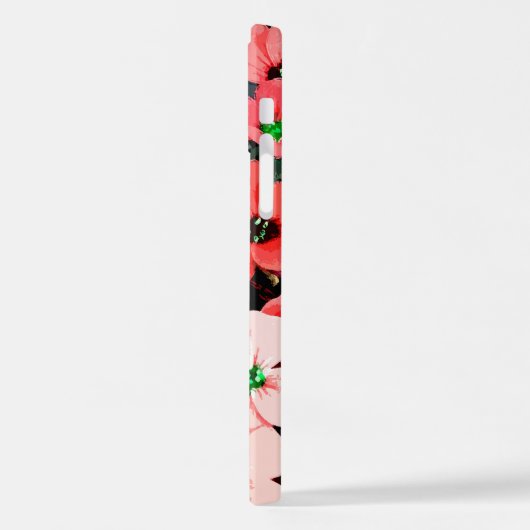 Coque iPhone 12 Pro Fleur rouge aquarelle (Côté gauche)