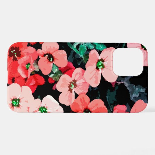 Coque iPhone 12 Pro Fleur rouge aquarelle (Verso Horizontal)