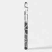 Coque iPhone 12 Pro Fleurs Abstraites Gris noir blanc (Côté gauche)