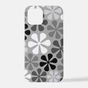 Coque iPhone 12 Pro Fleurs Abstraites Gris noir blanc