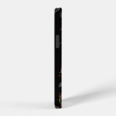 Coque iPhone 12 Pro Fleurs Art Déco sur fond noir (Côté droit)