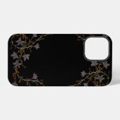 Coque iPhone 12 Pro Fleurs Art Déco sur fond noir (Verso Horizontal)