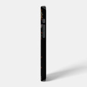 Coque iPhone 12 Pro Fleurs Art Déco sur fond noir (Côté gauche)