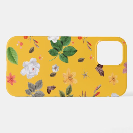 Coque iPhone 12 Pro Fleurs jaunes et roses blanches 10 (Verso Horizontal)