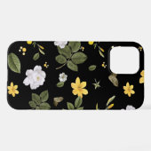 Coque iPhone 12 Pro Fleurs jaunes et roses blanches 2 (Verso Horizontal)
