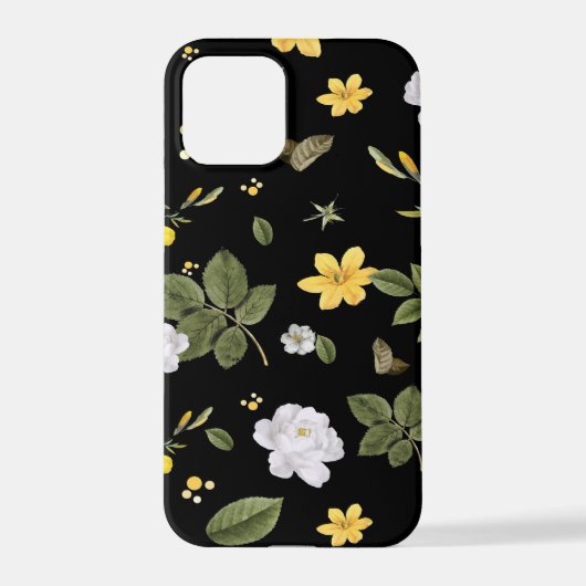 Coque iPhone 12 Pro Fleurs jaunes et roses blanches 2 (Verso)