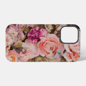 Coque iPhone 12 Pro Fleurs pastel rustique rose (Verso Horizontal)