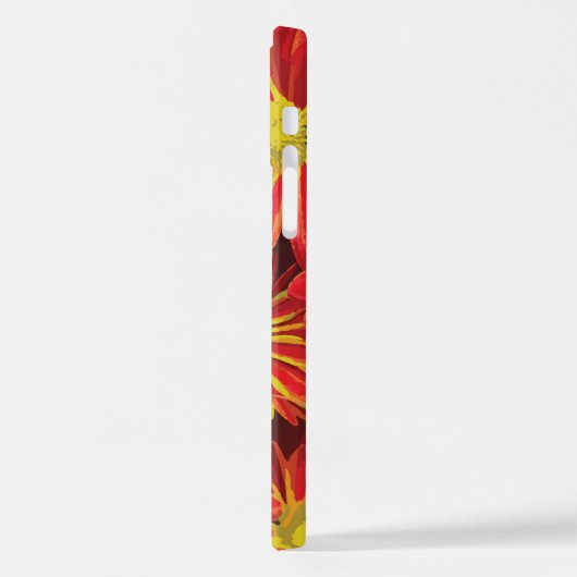 Coque iPhone 12 Pro Fleurs rouges et jaunes 1 (Côté gauche)