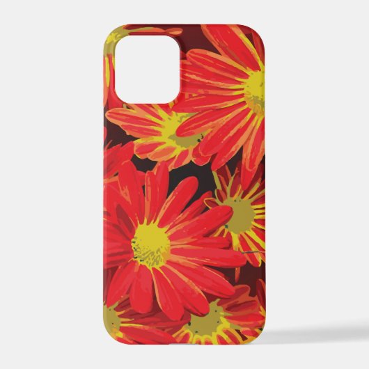 Coque iPhone 12 Pro Fleurs rouges et jaunes 1 (Verso)