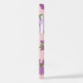 Coque iPhone 12 Pro Fleurs Violettes, Motif De Fleurs, Votre Nom (Côté gauche)