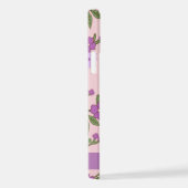 Coque iPhone 12 Pro Fleurs Violettes, Motif De Fleurs, Votre Nom (Côté droit)