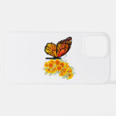 Coque iPhone 12 Pro Flower Butterfly with Yellow California Poppy (Verso Horizontal)