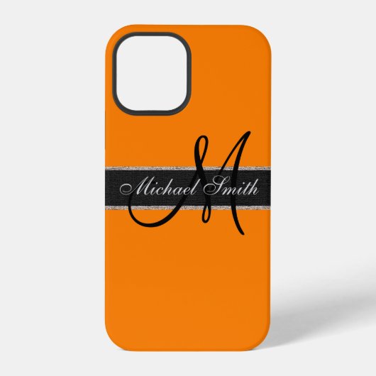 Coque iPhone 12 Pro Fond de couleur ambre Monogram (SAE-ECE) (Verso)