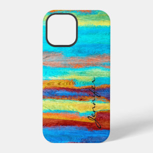 Coque iPhone 12 Pro Fond grain de bois moderne coloré #31