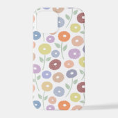 Coque iPhone 12 Pro Fuzzy Flower Rpt Pattern Pastels on White (Verso)