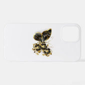 Coque iPhone 12 Pro Gold flower Butterfly with Black Orchid (Verso Horizontal)