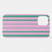 Coque iPhone 12 Pro Green Stripes and Soft Pink iPhone 12 Pro Case (Verso Horizontal)