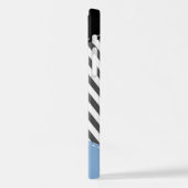 Coque iPhone 12 Pro Grey Zigzag, Grey Chevron, Bleu, Votre Nom (Côté gauche)