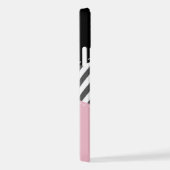 Coque iPhone 12 Pro Grey Zigzag, Grey Chevron, Rose, Votre Nom (Côté droit)