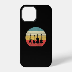 Coque iPhone 12 Pro Guitare Vintage Rétro Coucher de Soleil Guitare Mu