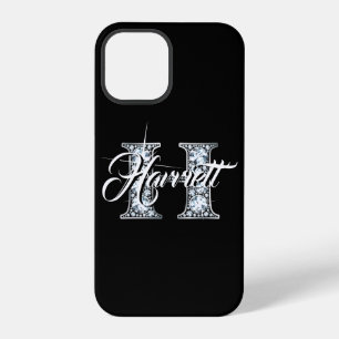 Coque iPhone 12 Pro H Faux Diamant Bling Monogramme