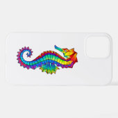 Coque iPhone 12 Pro Hippocampe polygonal arc-en-ciel (Verso Horizontal)