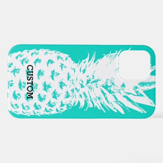 Coque iPhone 12 Pro Image d'ananas bleu turquoise iPhone 12 pro Coque (Verso Horizontal)