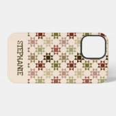 Coque iPhone 12 Pro Impression de courtepoint Amish Crème, Brun Person (Verso Horizontal)