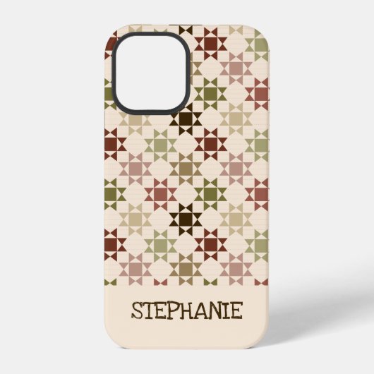Coque iPhone 12 Pro Impression de courtepoint Amish Crème, Brun Person (Verso)