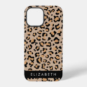 Coque iPhone 12 Pro Impression léopard, Taches, Léopard Brun, Votre No (Verso)