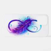 Coque iPhone 12 Pro Infini avec plume violette (Verso Horizontal)