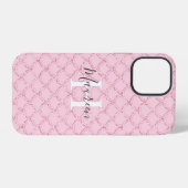 Coque iPhone 12 Pro Initiales de nom en monogramme Rose Écailles de si (Verso Horizontal)