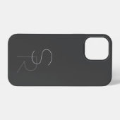 Coque iPhone 12 Pro Initiales superposées 2 Modernes | Gris sur Gris (Verso Horizontal)
