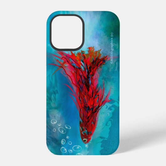 Coque iPhone 12 Pro iPhone 12 Pro - un étui d'un Poisson à Plumes Roug (Verso)