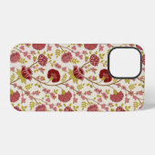 Coque iPhone 12 Pro Jacobean Floral Pattern Rouge Rose Gold Crème (Verso Horizontal)