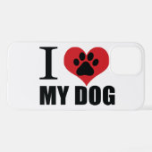 Coque iPhone 12 Pro J'aime mon chien jeter l'oreiller (Verso Horizontal)