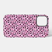 Coque iPhone 12 Pro Jolies fleurs noires blanches (Verso Horizontal)
