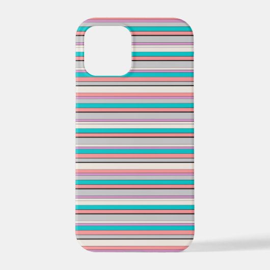 Coque iPhone 12 Pro Jolies rayures grises aqua (Verso)