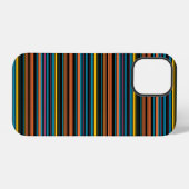 Coque iPhone 12 Pro Jolies rayures noires bleues (Verso Horizontal)