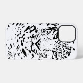 Coque iPhone 12 Pro Léopard Noir Blanc (Verso Horizontal)
