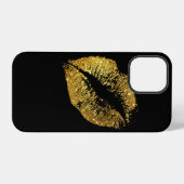 Coque iPhone 12 Pro Lèvres Pailletées Or #2 (Verso Horizontal)