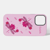 Coque iPhone 12 Pro Libellules roses (Verso Horizontal)