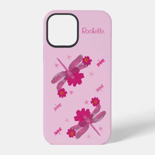 Coque iPhone 12 Pro Libellules roses (Verso)