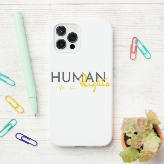 Coque iPhone 12 Pro Lifeline to Human Rights (Sur le bureau)